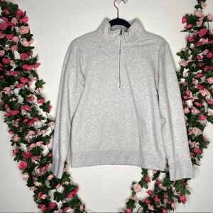 Eddie Bauer Light Gray Heathered Silver 1/4 Zip Pullover Sweatshirt Wome…